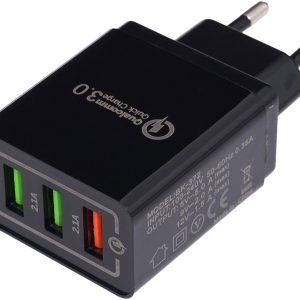 Įkroviklis 220V greito krovimo 2xUSB/2.1A +1USB/QC3.0