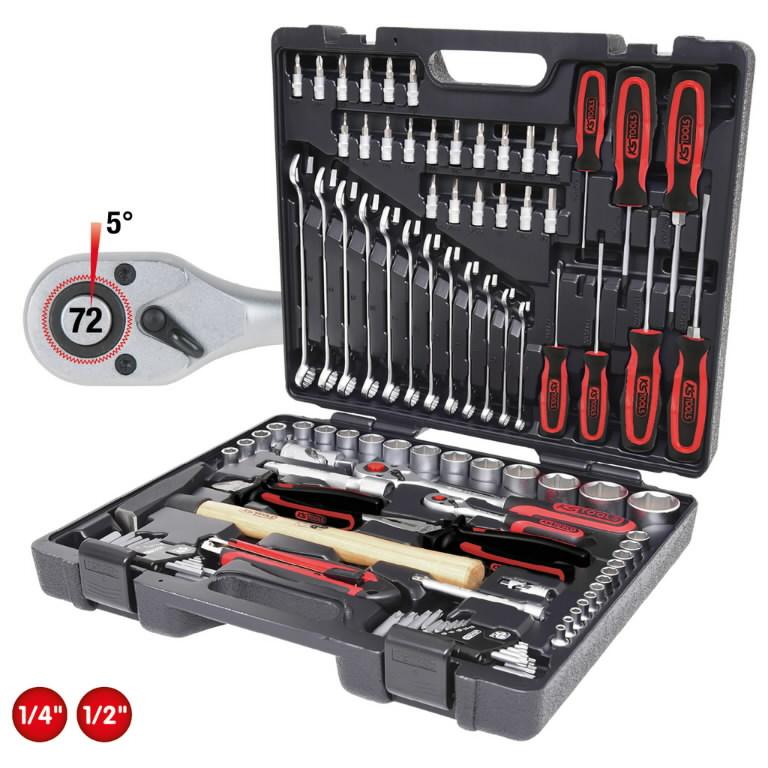 1/4"+1/2" universalus įrankių komplektas 97pcs, KS Tools