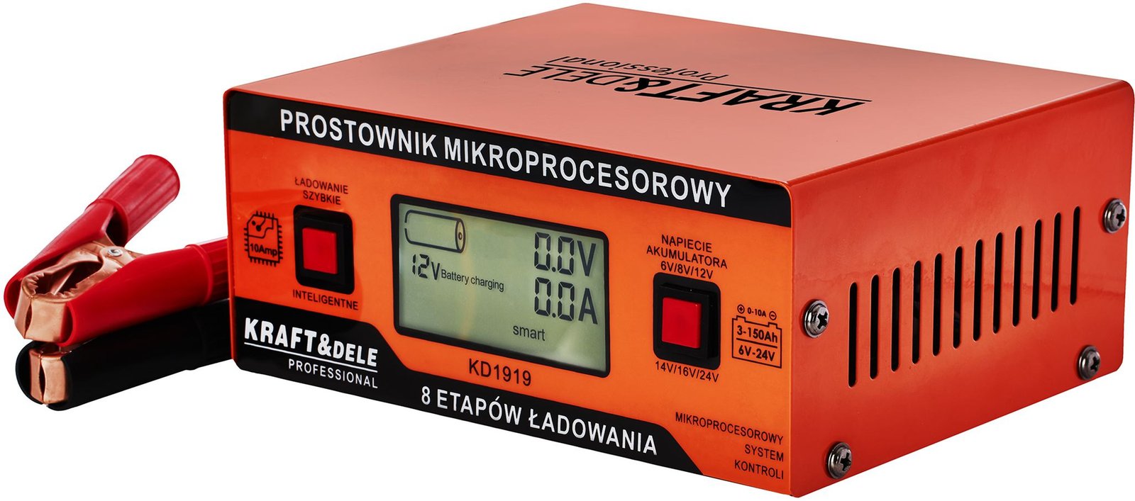 Mikroprocesorinis akumuliatorių įkroviklis KD1919 10 A 6–24 V