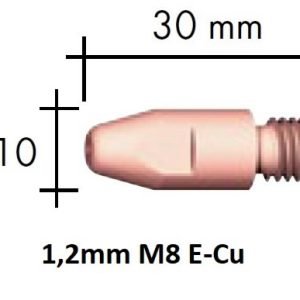 Kontaktinis antgalis E-Cu M8x30x10 1,2mm, Binzel