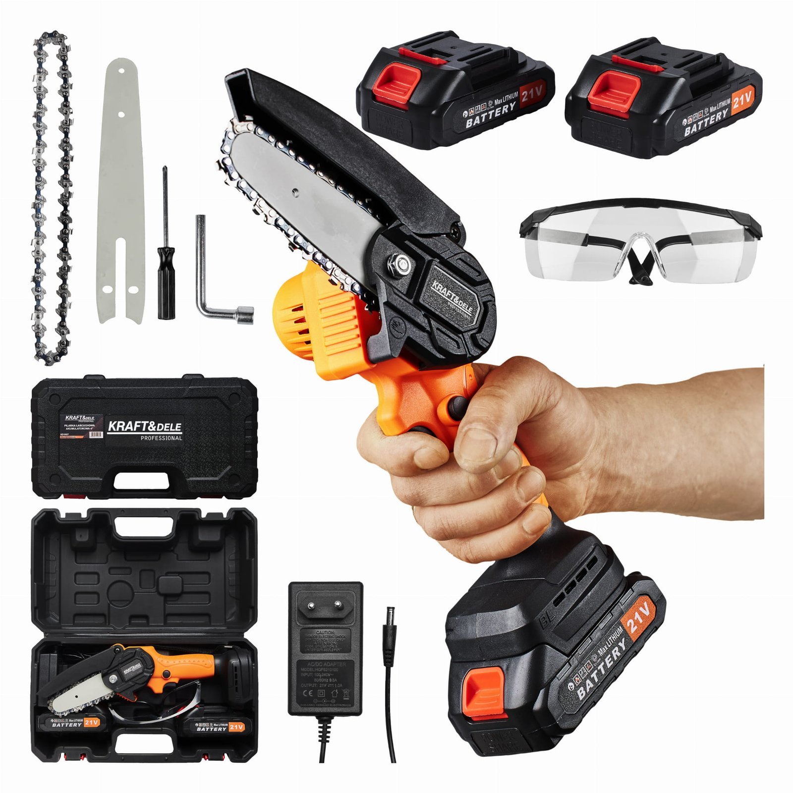 Mini akumuliatorinis grandininis pjūklas 21V 4 colių Kraftdele KD10627 - Image 3