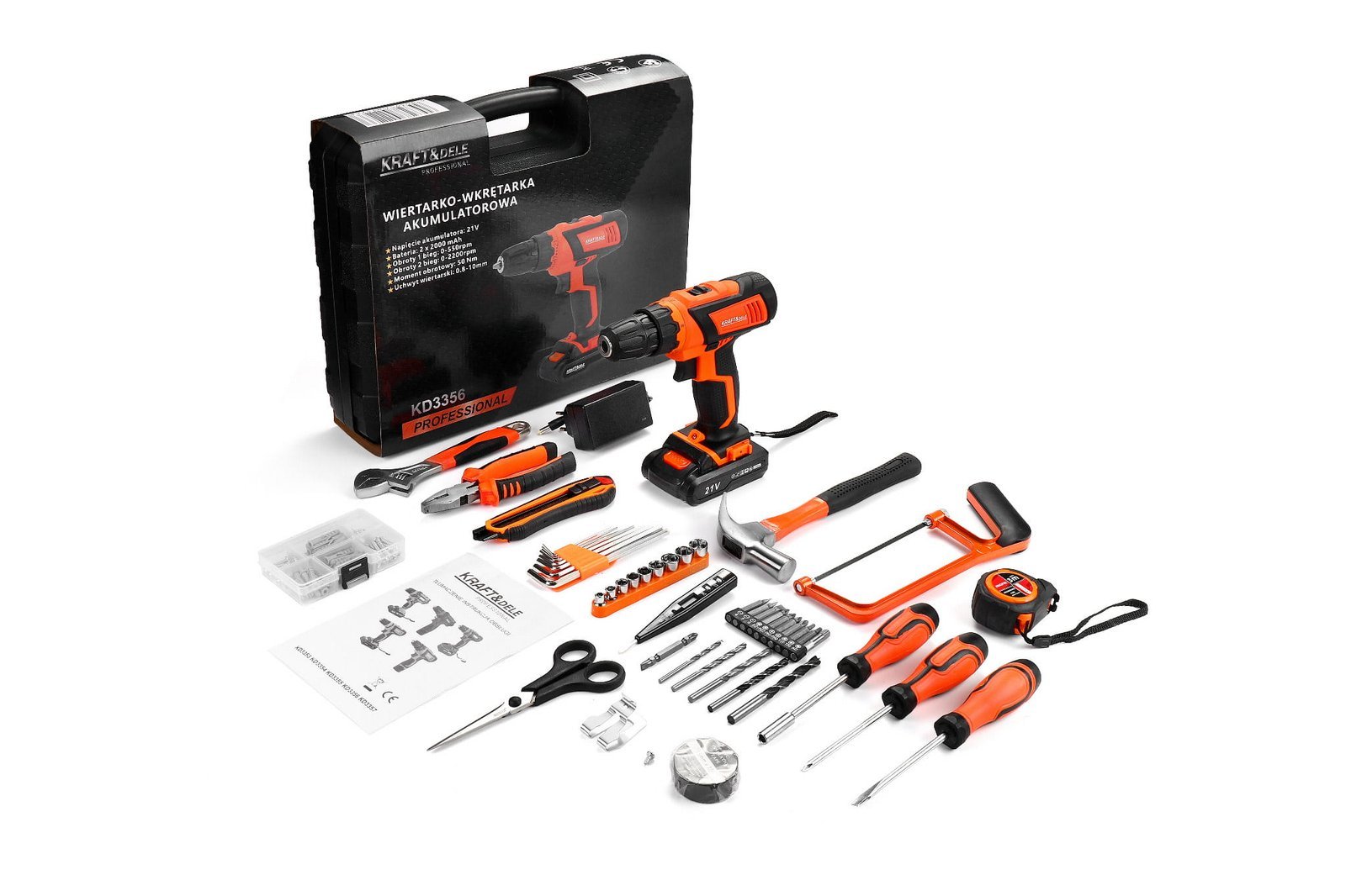 AKUMULIATORINIS SUKTUVAS komplektas 21V 2Ah + priedai KD3356 - Image 3