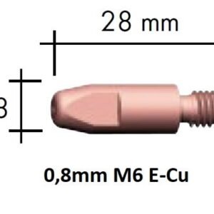 Kontaktinis antgalis E-Cu M6x28x8-0,8mm, Binzel
