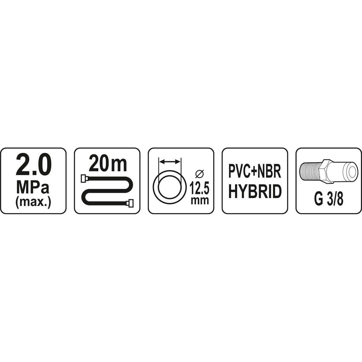 Žarna hibridinė su išoriniais sriegiais 3/8" (Ø12.5x17mm) 20m - Image 3
