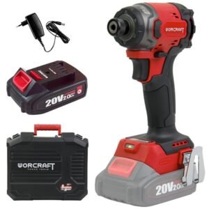 Akumuliatorinis smūginis suktuvas 1/4'' HEX WORCRAFT 20V LI-ION (plastikinė dėžė) 2.0Ah