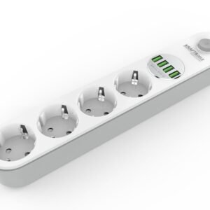 Prailgintuvas su USB jungtimis ir jungikliu – 2 m | 4 lizdai + 4 USB | KD4030