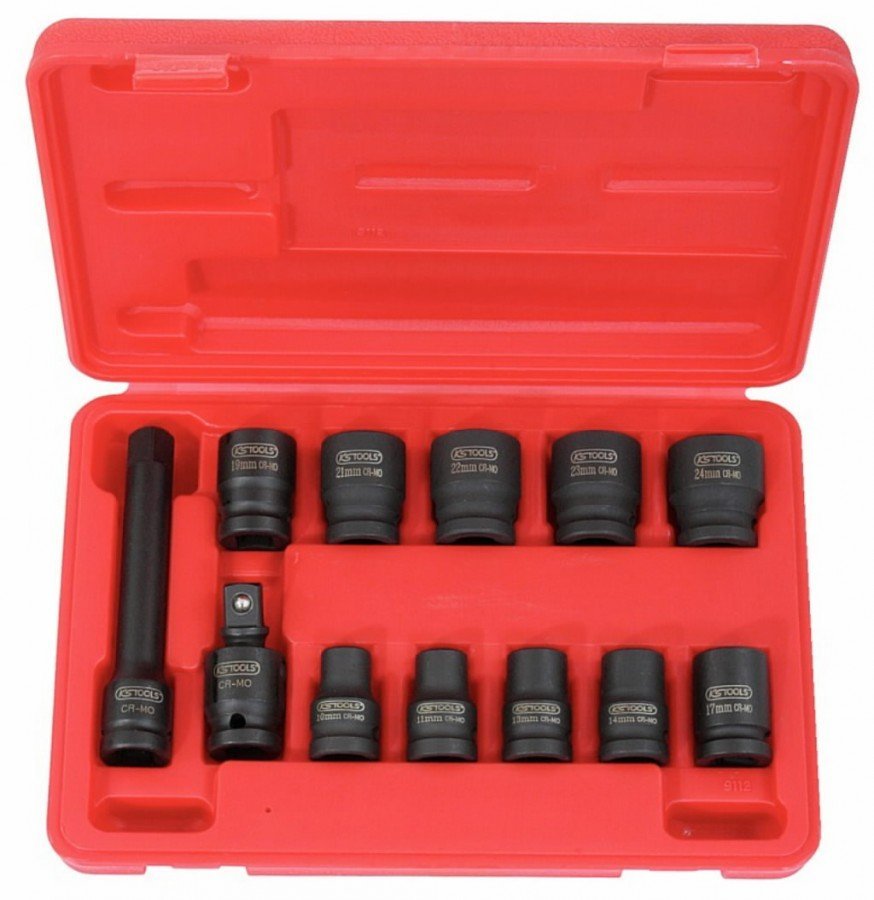 1/2" šešiakampė smūginė galvutė, trumpa, KS Tools