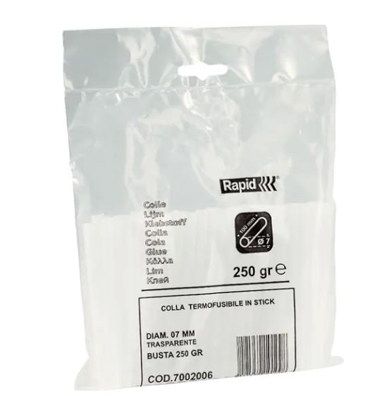 Glue sticks 7x100mm, multi purpose, transparent, 250g, Rapid